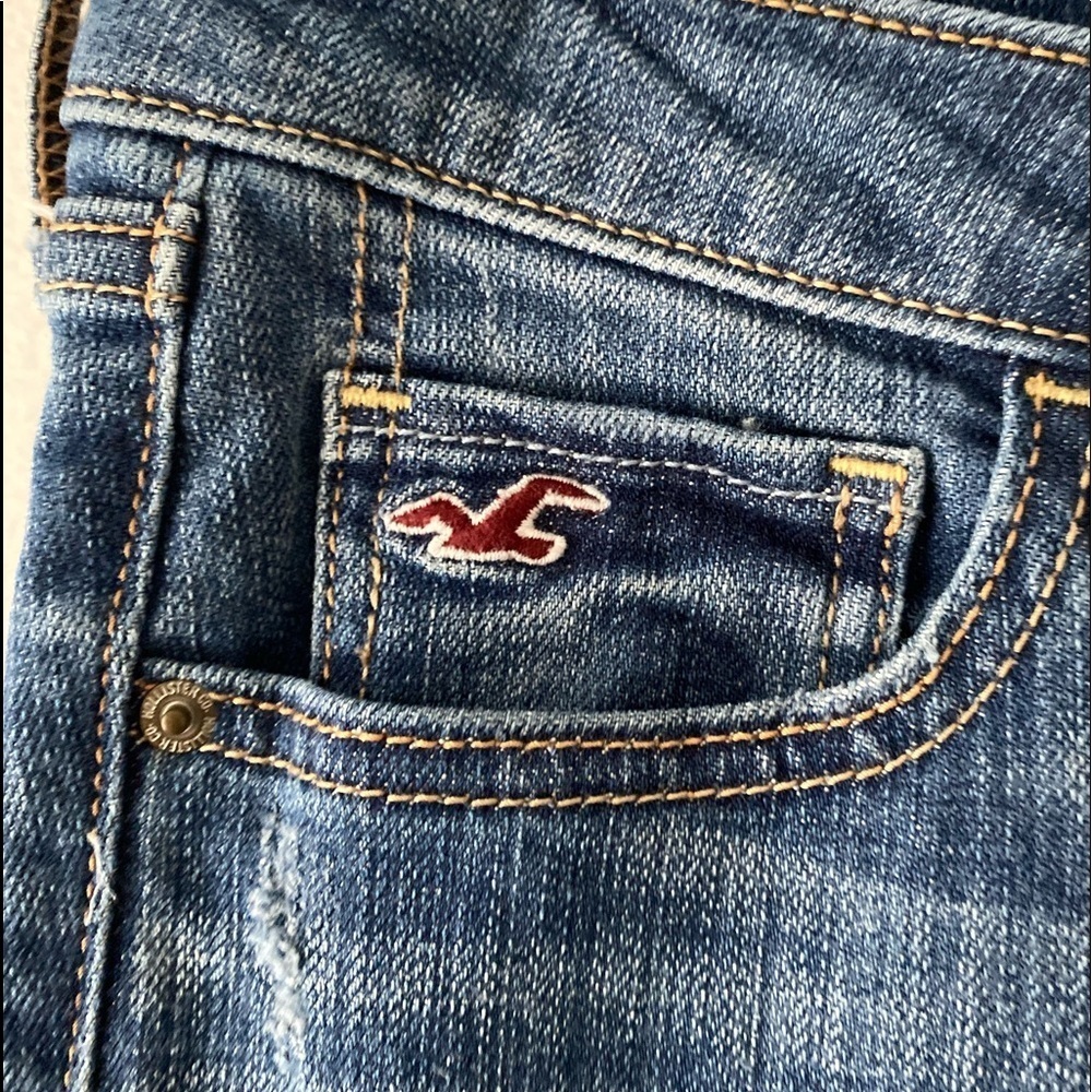 Hollister 9R 5 Pocket Distressed Denim Blue Jeans - Picture 5 of 14